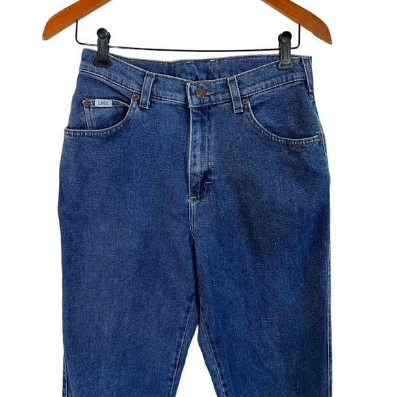 Lee Jeans 90s High Waisted Rise Mom Fit Blue Denim Casual Logo Medium Wash - Picture 3 of 6